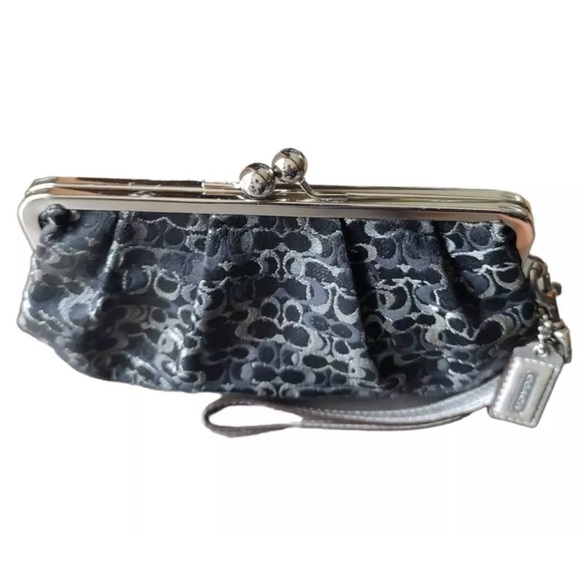 COACH Optic Mini Signature Lurex Framed Kisslock Clutch Wristlet LTD ED NWT - Picture 8 of 11